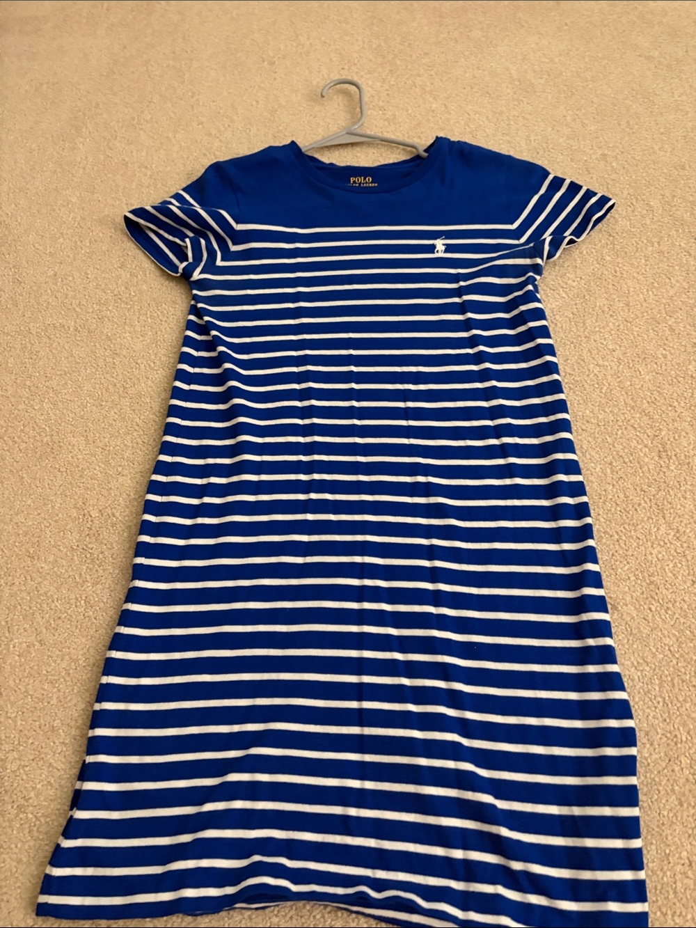 Polo by Ralph Lauren Blue and White Striped T-Shirt Dress